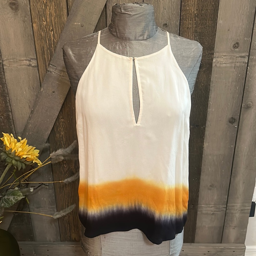 A.L.C Silk Ivory Orange Black Camisole Top Layering Office Going out Top SZ 8